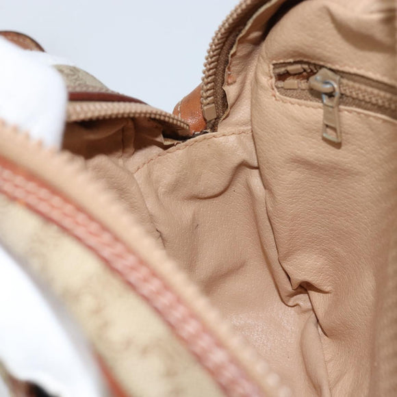 CELINE Macadam Canvas Shoulder Bag PVC Beige Gold Auth LNZ569