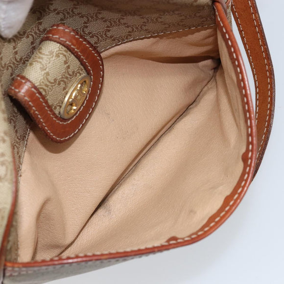CELINE Macadam Canvas Shoulder Bag PVC Beige Gold Auth LNZ569