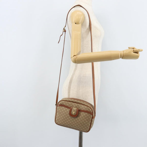 CELINE Macadam Canvas Shoulder Bag PVC Beige Gold Auth LNZ569