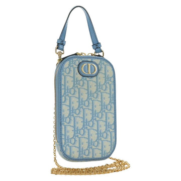 Christian Dior Trotter Canvas Phone Holder Chain 2way Light Blue Auth LNZ570SAM