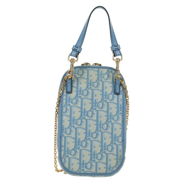 Christian Dior Trotter Canvas Phone Holder Chain 2way Light Blue Auth LNZ570SAM - 0