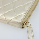 CHANEL Matelasse Long Wallet Lamb Skin Gold Tone CC Auth LNZ571V-16