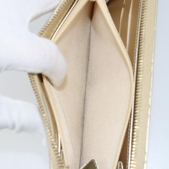 CHANEL Matelasse Long Wallet Lamb Skin Gold Tone CC Auth LNZ571V