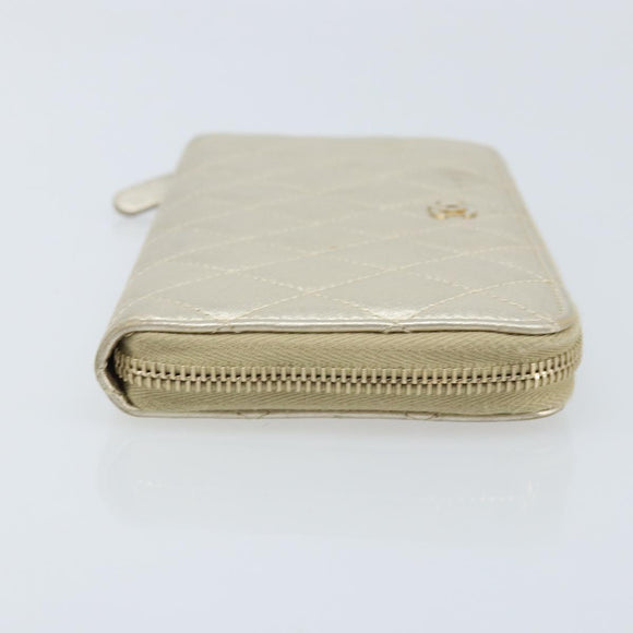 CHANEL Matelasse Long Wallet Lamb Skin Gold Tone CC Auth LNZ571V