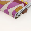 HERMES Azap Compact Silk-in Wallet Leder Multicolor Silber Auth LNZ572SAM-15