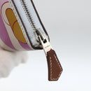 HERMES Azap Compact Silk-in Wallet Leder Multicolor Silber Auth LNZ572SAM-8