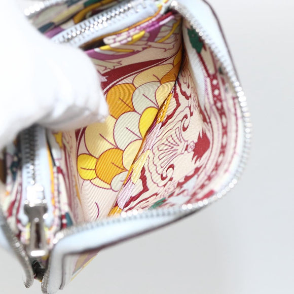 HERMES Azap Compact Silk-in Wallet Leder Multicolor Silber Auth LNZ572SAM