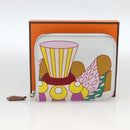 HERMES Azap Compact Silk-in Wallet Leder Multicolor Silber Auth LNZ572SAM-12