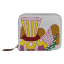 HERMES Azap Compact Silk-in Wallet Leder Multicolor Silber Auth LNZ572SAM-13