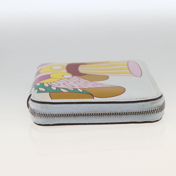 HERMES Azap Compact Silk-in Wallet Leder Multicolor Silber Auth LNZ572SAM