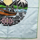 LOUIS VUITTON LV City Stamp Bandana Schal Seide Hellblau M96939 LV Auth LNZ586M-12