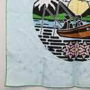 LOUIS VUITTON LV City Stamp Bandana Schal Seide Hellblau M96939 LV Auth LNZ586M-4