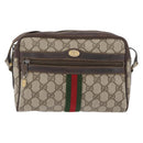 GUCCI GG Supreme Web Sherry Line Bag PVC Beige Gold 67 02 004 Auth LNZ594-2