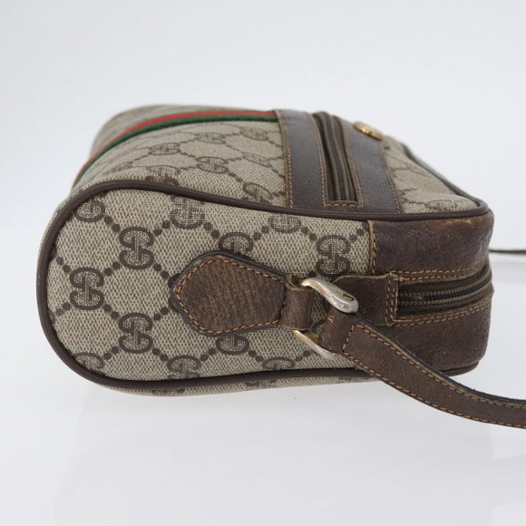 GUCCI GG Supreme Web Sherry Line Bag PVC Beige Gold 67 02 004 Auth LNZ594