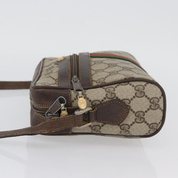 GUCCI GG Supreme Web Sherry Line Bag PVC Beige Gold 67 02 004 Auth LNZ594