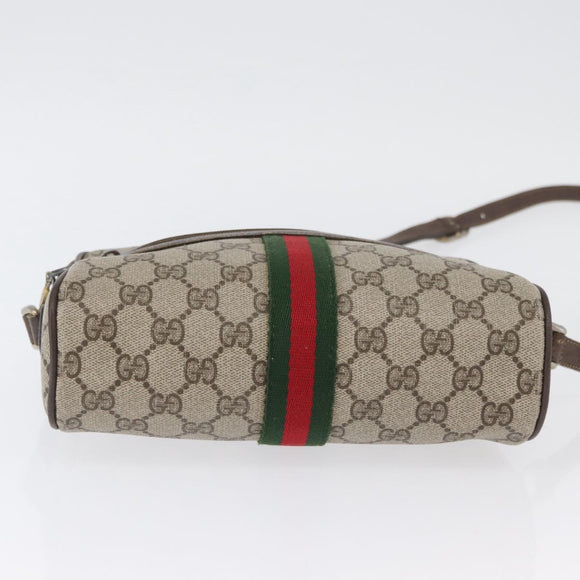 GUCCI GG Supreme Web Sherry Line Bag PVC Beige Gold 67 02 004 Auth LNZ594