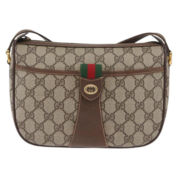 GUCCI GG Supreme Web Sherry Line Bag PVC Beige Gold 89 02 032 Auth LNZ595