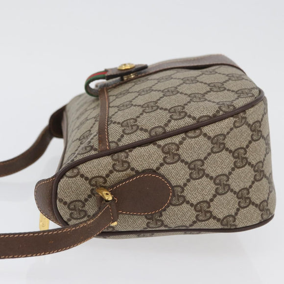 GUCCI GG Supreme Web Sherry Line Bag PVC Beige Gold 89 02 032 Auth LNZ595
