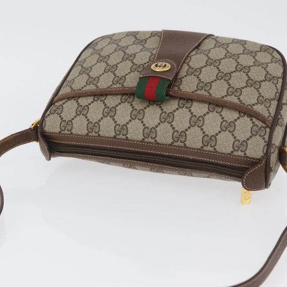 GUCCI GG Supreme Web Sherry Line Bag PVC Beige Gold 89 02 032 Auth LNZ595