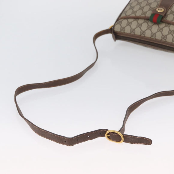 GUCCI GG Supreme Web Sherry Line Bag PVC Beige Gold 89 02 032 Auth LNZ595