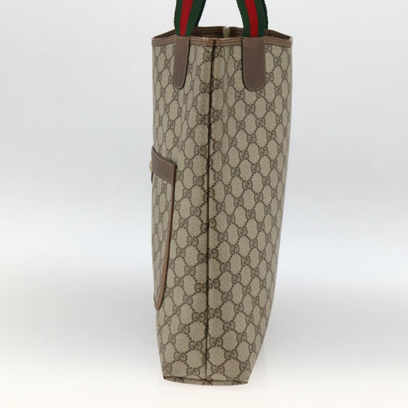 GUCCI GG Supreme Web Sherry Line Tote Bag PVC Beige Red 39 02 0031 Auth LNZ596