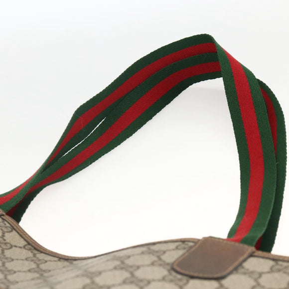 GUCCI GG Supreme Web Sherry Line Tote Bag PVC Beige Red 39 02 0031 Auth LNZ596