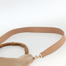 GUCCI Bamboo Shoulder Bag Suede 2way Beige Gold 001 2123 1577 Auth LNZ597-14
