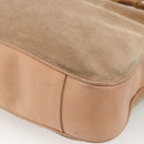 GUCCI Bamboo Shoulder Bag Suede 2way Beige Gold 001 2123 1577 Auth LNZ597-17