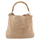 GUCCI Bamboo Shoulder Bag Suede 2way Beige Gold 001 2123 1577 Auth LNZ597-2