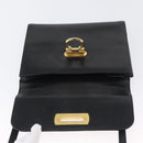 Salvatore Ferragamo Gancini Shoulder Bag Leather Black Gold Auth LNZ598-9
