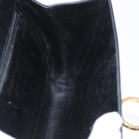 Salvatore Ferragamo Gancini Shoulder Bag Leather Black Gold Auth LNZ598