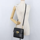 Salvatore Ferragamo Gancini Shoulder Bag Leather Black Gold Auth LNZ598-23