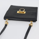 Salvatore Ferragamo Gancini Shoulder Bag Leather Black Gold Auth LNZ598-6