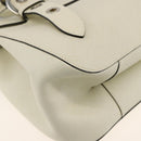 Salvatore Ferragamo Gancini Hand Bag Leather Ivory Silver Auth LNZ599A-12