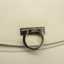 Salvatore Ferragamo Gancini Hand Bag Leather Ivory Silver Auth LNZ599A-15