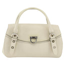Salvatore Ferragamo Gancini Hand Bag Leather Ivory Silver Auth LNZ599A-2
