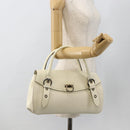 Salvatore Ferragamo Gancini Hand Bag Leather Ivory Silver Auth LNZ599A-24