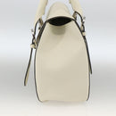 Salvatore Ferragamo Gancini Hand Bag Leather Ivory Silver Auth LNZ599A-5