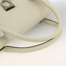 Salvatore Ferragamo Gancini Hand Bag Leather Ivory Silver Auth LNZ599A-8