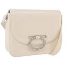 PRADA Shoulder Bag Patent leather Ivory Silver Auth LNZ602-1