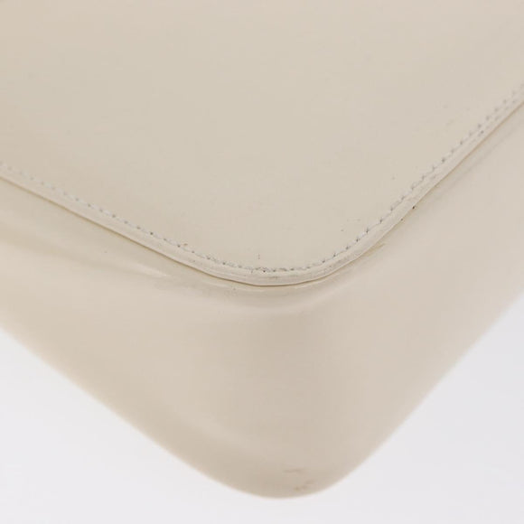 PRADA Shoulder Bag Patent leather Ivory Silver Auth LNZ602