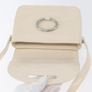 PRADA Shoulder Bag Patent leather Ivory Silver Auth LNZ602-16