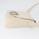 PRADA Shoulder Bag Patent leather Ivory Silver Auth LNZ602-4