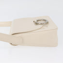 PRADA Shoulder Bag Patent leather Ivory Silver Auth LNZ602-5
