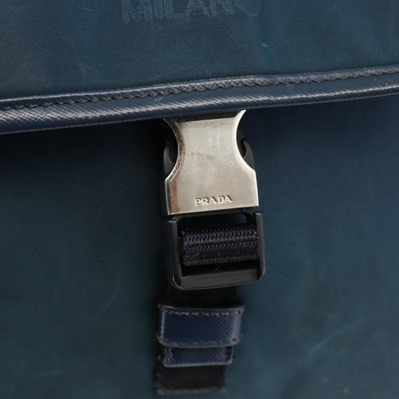 PRADA Shoulder Bag Nylon Navy Silver Auth LNZ603