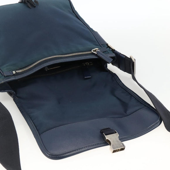 PRADA Shoulder Bag Nylon Navy Silver Auth LNZ603