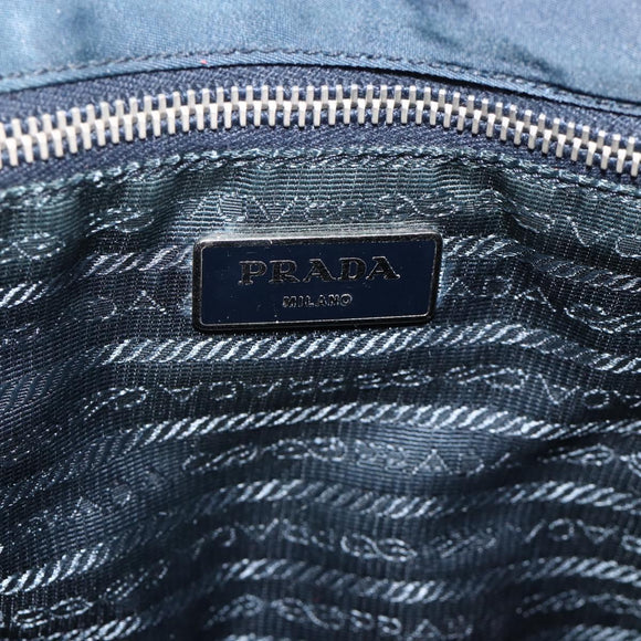 PRADA Shoulder Bag Nylon Navy Silver Auth LNZ603
