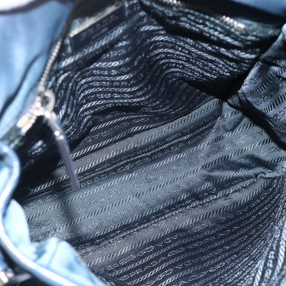 PRADA Shoulder Bag Nylon Navy Silver Auth LNZ603