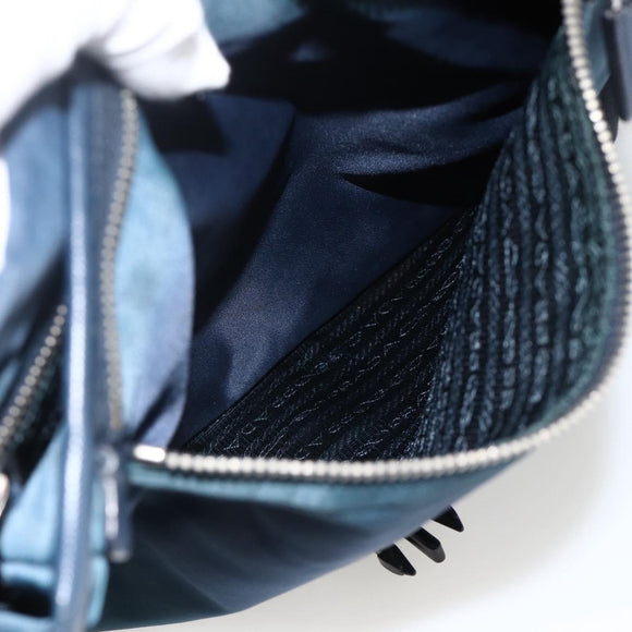 PRADA Shoulder Bag Nylon Navy Silver Auth LNZ603