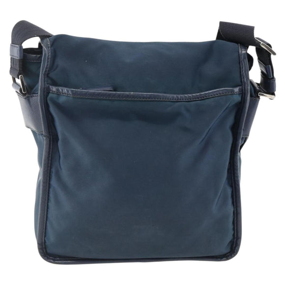 PRADA Shoulder Bag Nylon Navy Silver Auth LNZ603